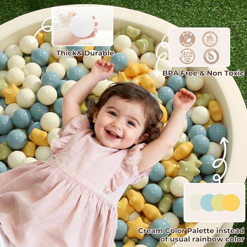 TRENDPLAY Star Ball Pit Balls 50 for Toddlers YellowBall Pit Ball Shapes for Boys Girls Fun Birthday Party Christmas Decoration Cream Colors Mix Yellow Blue Green - Image 5