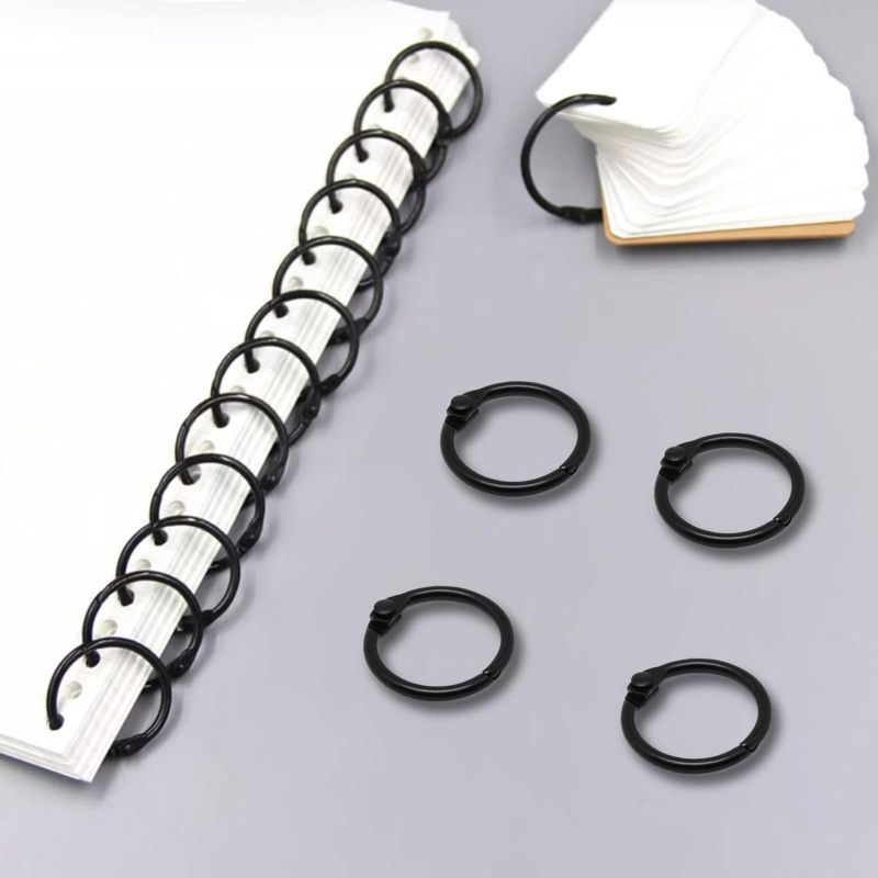 Small Binder Rings: 50 Pack Metal Black - Durable Secure Hold Book Rings for Index Cards Loose Leaf Papers - Image 5