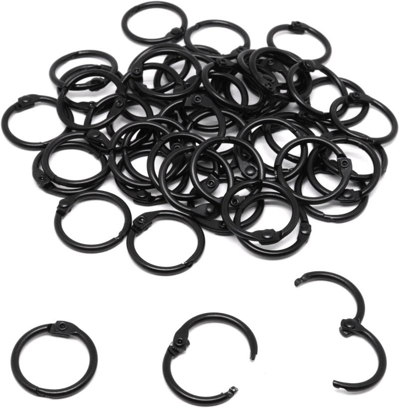 Small Binder Rings: 50 Pack Metal Black - Durable Secure Hold Book Rings for Index Cards Loose Leaf Papers - Image 1