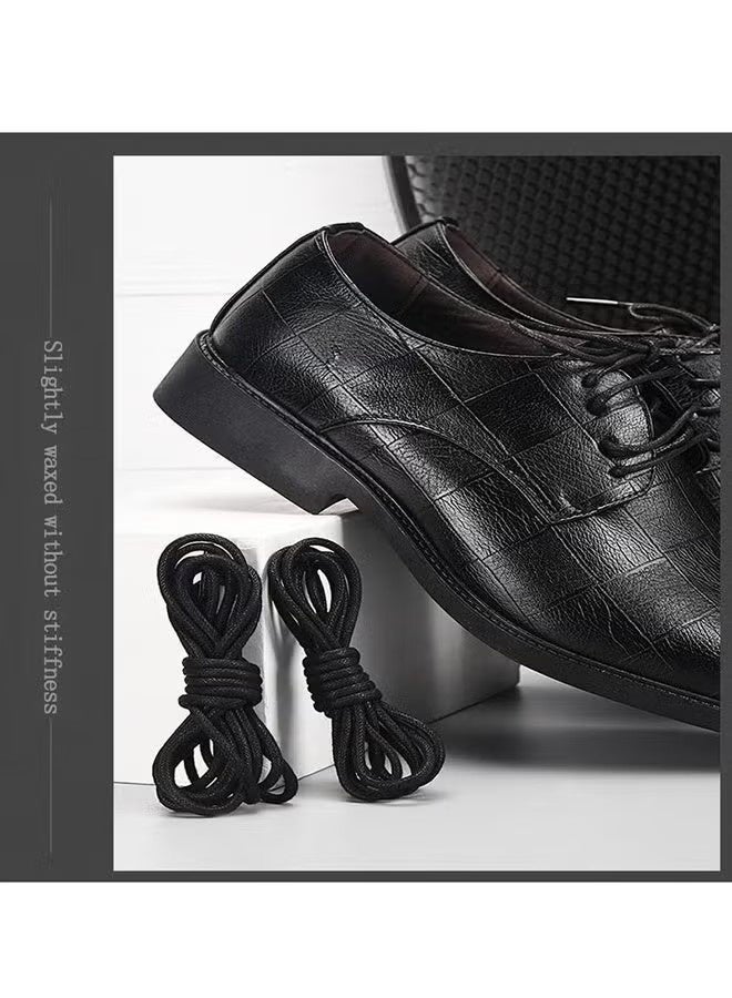 هابي دي زوجان من أربطة الأحذية القطنية المستديرة السوداء المطلية بالشمع، ناعمة وسهلة الربط، لأحذية الرجال الرسمية والجزمة الكاجوال - Image 5