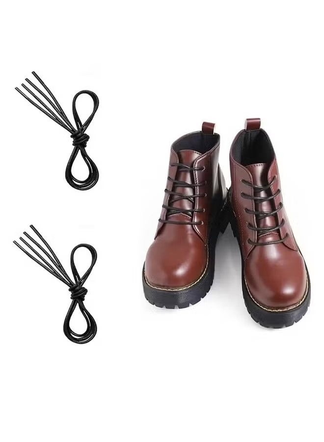 هابي دي زوجان من أربطة الأحذية القطنية المستديرة السوداء المطلية بالشمع، ناعمة وسهلة الربط، لأحذية الرجال الرسمية والجزمة الكاجوال - Image 4