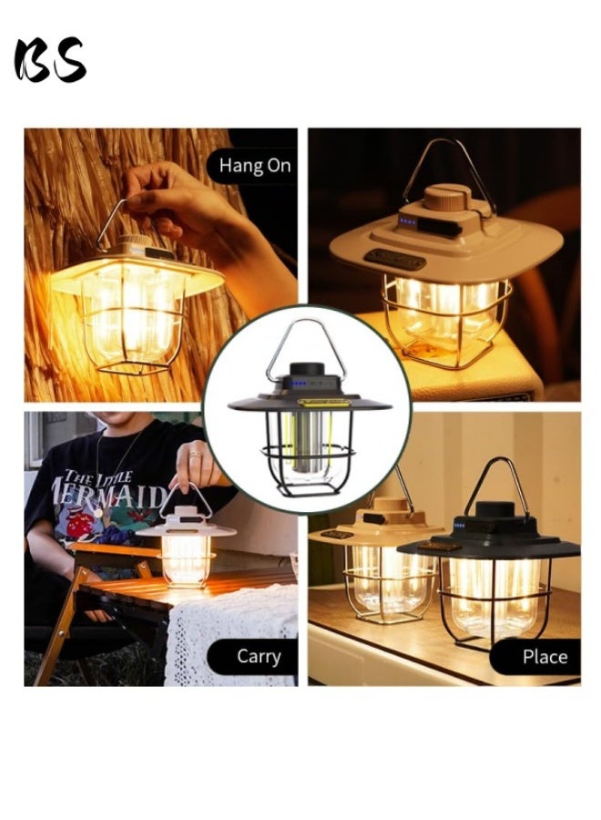 بي إس فانوس تخييم محمول معدني LED أسود | مقبض معدني وغطاء مصباح | تعتيم دوار | وضعان للإضاءة | شحن سريع من النوع C | آمن ومقاوم للماء | مثالي للتخييم والمشي لمسافات طويلة وركوب القوارب والأنشطة الخارجية الأخرى. - Image 4