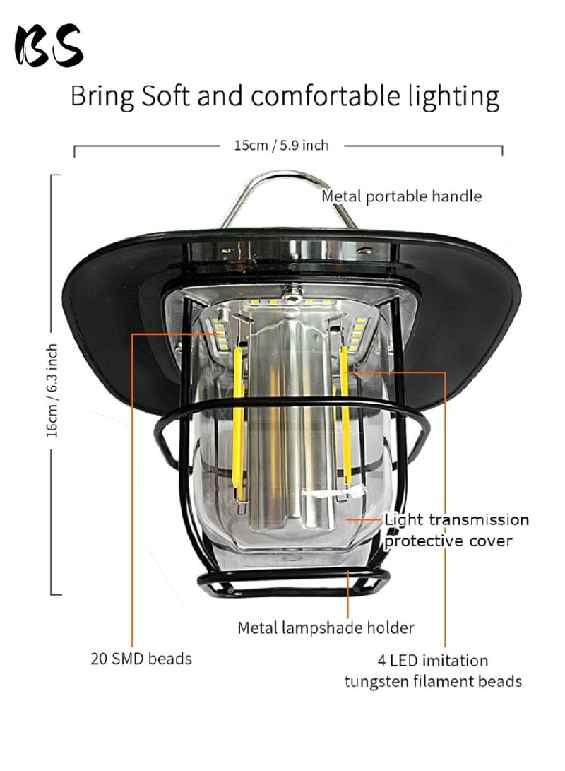 بي إس فانوس تخييم محمول معدني LED أسود | مقبض معدني وغطاء مصباح | تعتيم دوار | وضعان للإضاءة | شحن سريع من النوع C | آمن ومقاوم للماء | مثالي للتخييم والمشي لمسافات طويلة وركوب القوارب والأنشطة الخارجية الأخرى. - Image 2