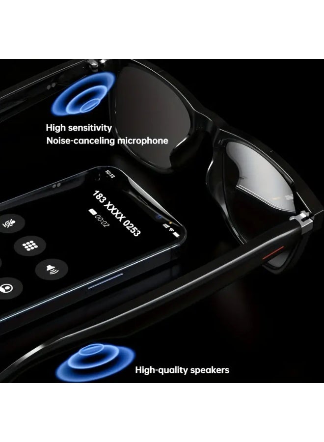 general Smart Glasses; Wireless Call Smart Glasses - Low Latency Audio - Built-in Mic & Speakers - Touch & AI Voice Assistant Compatible - 5hrs Battery - Rectangle/Large Gift for Birthday/Easter/President's Day - Image 3