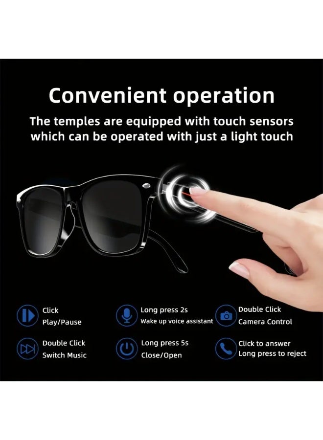 general Smart Glasses; Wireless Call Smart Glasses - Low Latency Audio - Built-in Mic & Speakers - Touch & AI Voice Assistant Compatible - 5hrs Battery - Rectangle/Large Gift for Birthday/Easter/President's Day - Image 2