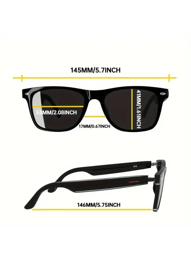 general Smart Glasses; Wireless Call Smart Glasses - Low Latency Audio - Built-in Mic & Speakers - Touch & AI Voice Assistant Compatible - 5hrs Battery - Rectangle/Large Gift for Birthday/Easter/President's Day - Image 1