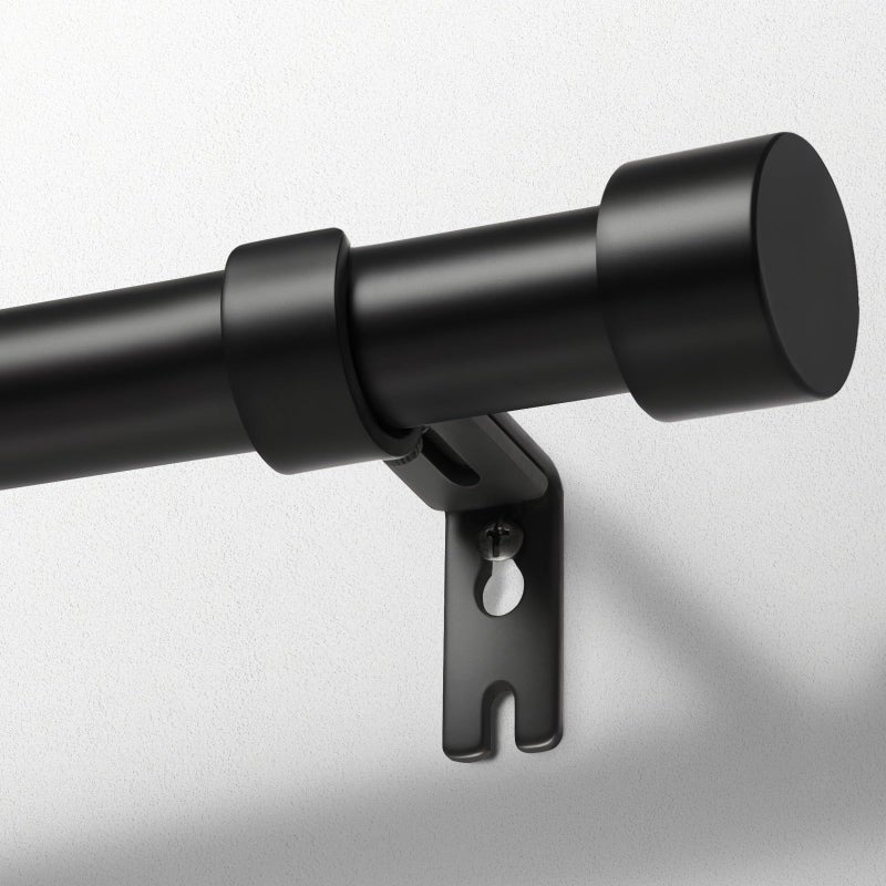 Zeerobee Curtain Rods for Windows 32 to 72 Black Curtain Rod Adjustable 1 Inch Heavy Duty OutdoorIndoor Modern Drapery Pole 3272
