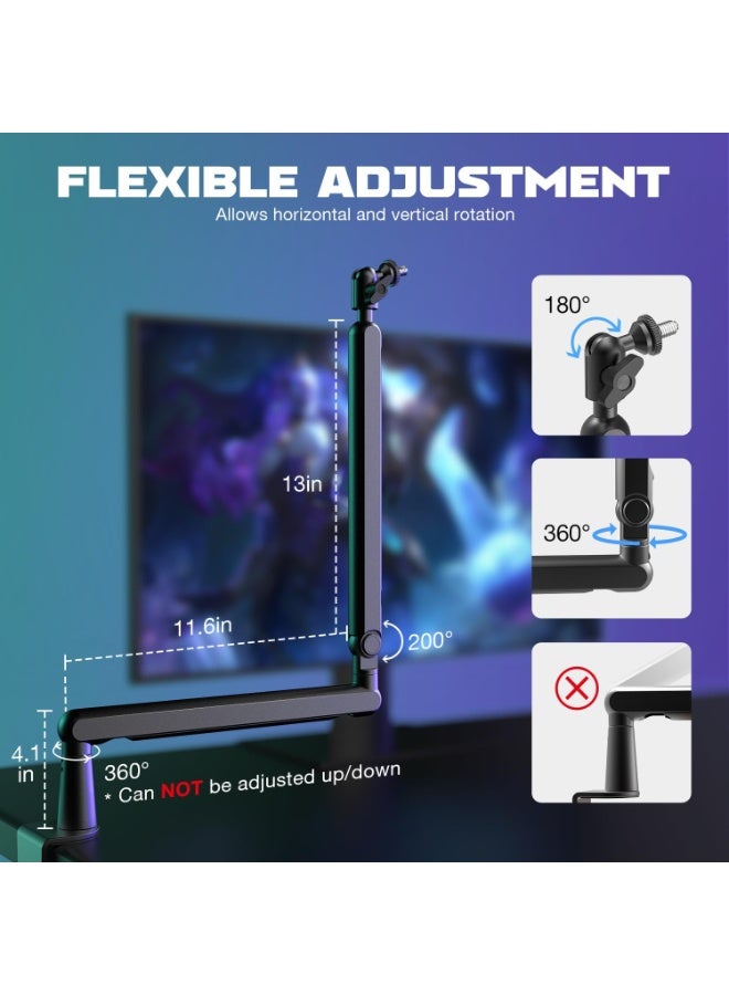 FIFINE Microphone Boom Arm, Low Profile Adjustable Stick Microphone Arm Stand with Desk Mount Clamp, Screw Adapter, Cable Management, for Podcast Streaming Gaming Studio-BM88 - Image 5