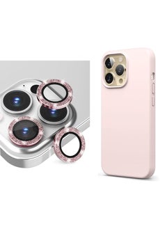 YOMNA Yomna - Iphone 13 Pro Max 6.7 inch Camera Lens Protector [Glitter Diamonds] - Pink with Silicone Case Compatible with iPhone 13 Pro Max Case (Lovely Pink)  - Image 1