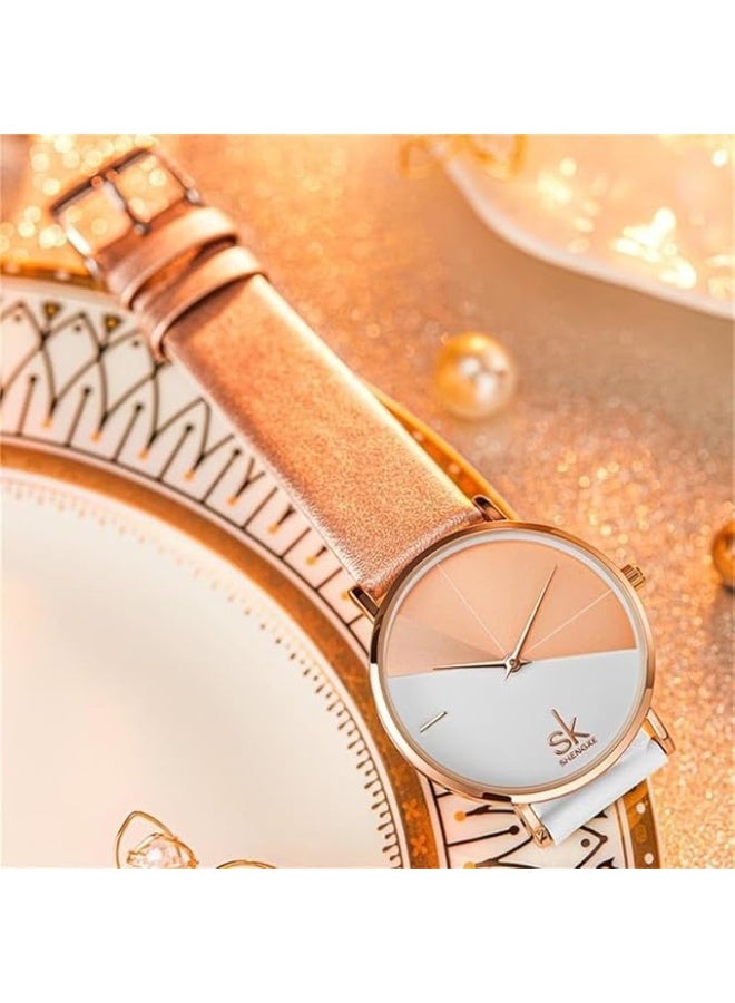 SHENGKE Creative Contrast Color Simplicity Women Watch Genuine Leather Elegant Women Watches Ladies Wristwatch - Image 4