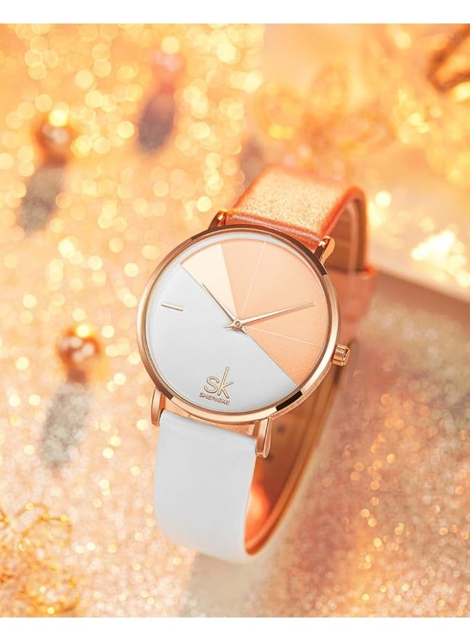 SHENGKE Creative Contrast Color Simplicity Women Watch Genuine Leather Elegant Women Watches Ladies Wristwatch - Image 3