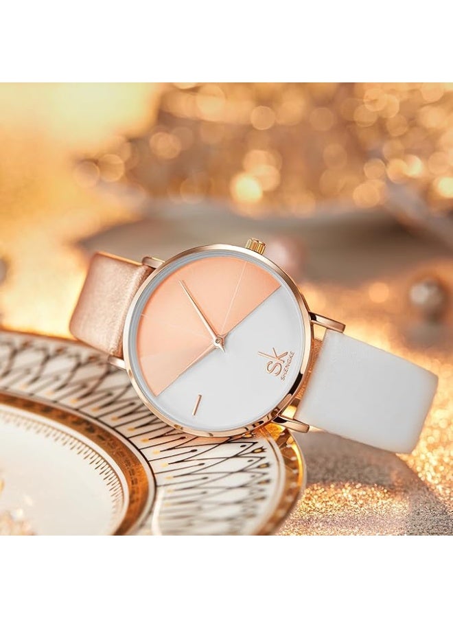 SHENGKE Creative Contrast Color Simplicity Women Watch Genuine Leather Elegant Women Watches Ladies Wristwatch - Image 2