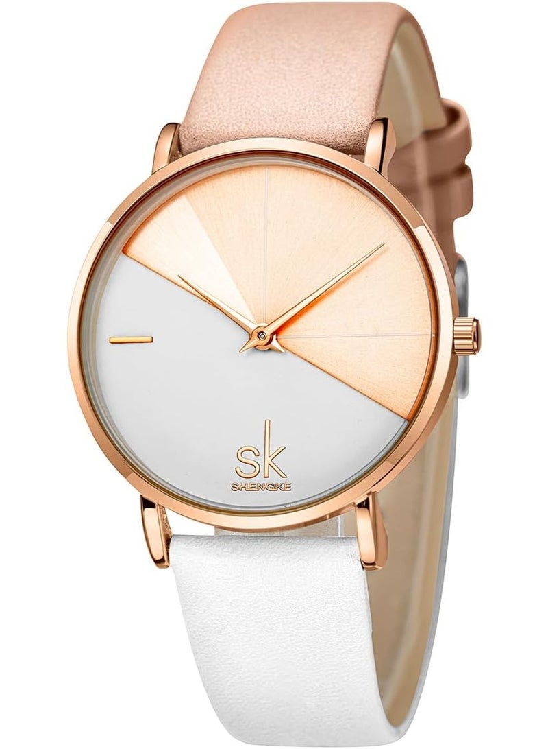 SHENGKE Creative Contrast Color Simplicity Women Watch Genuine Leather Elegant Women Watches Ladies Wristwatch - Image 1