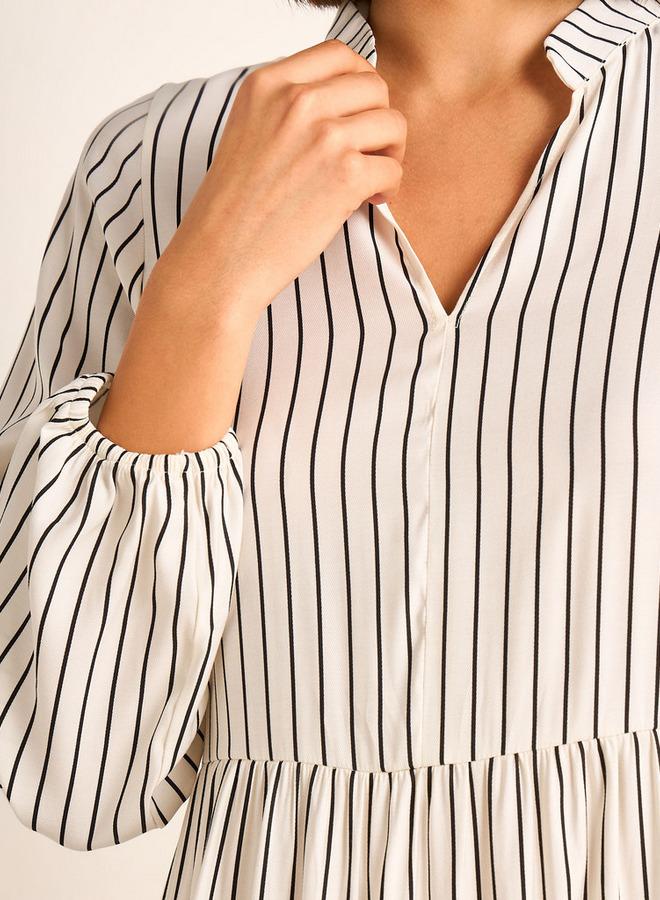 Aadaraya Night Gown Long Sleeves Striped - Image 5