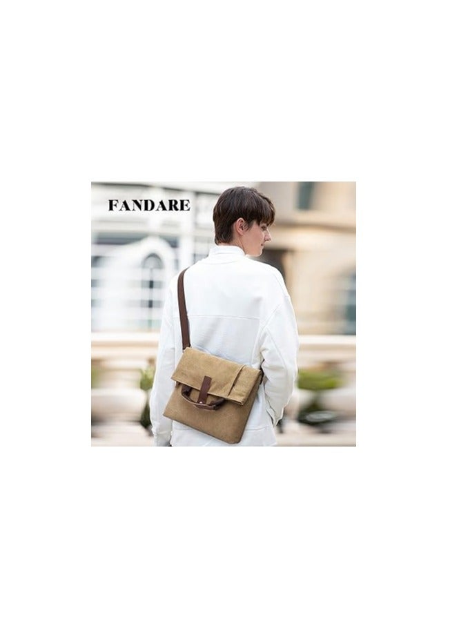 FANDARE Canvas Shoulder Bags Retro Handbag Business Satchel Crossbody Messenger Bag for 12.9 Inch Laptop Men Women Travel Commuter Work Briefcase - Image 2