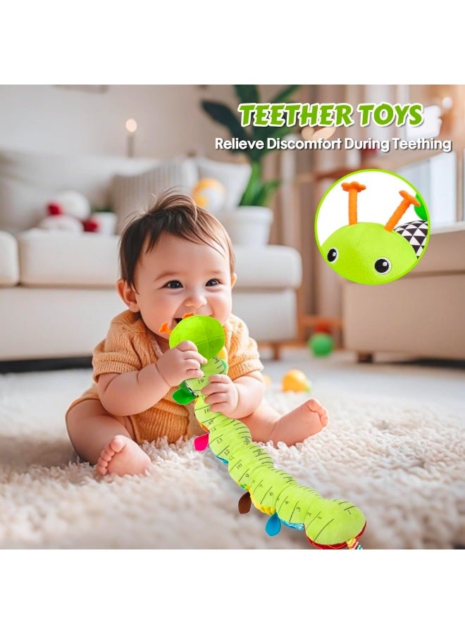 SUZZ Baby Toys Musical Caterpillar, Infant Stuffed Animal with Crinkle, Rattles and Ruler, Sensory Toys and Teething Toys for Newborn Boys Girls Gifts 0 3 6 9 12 Months - Green - Image 5