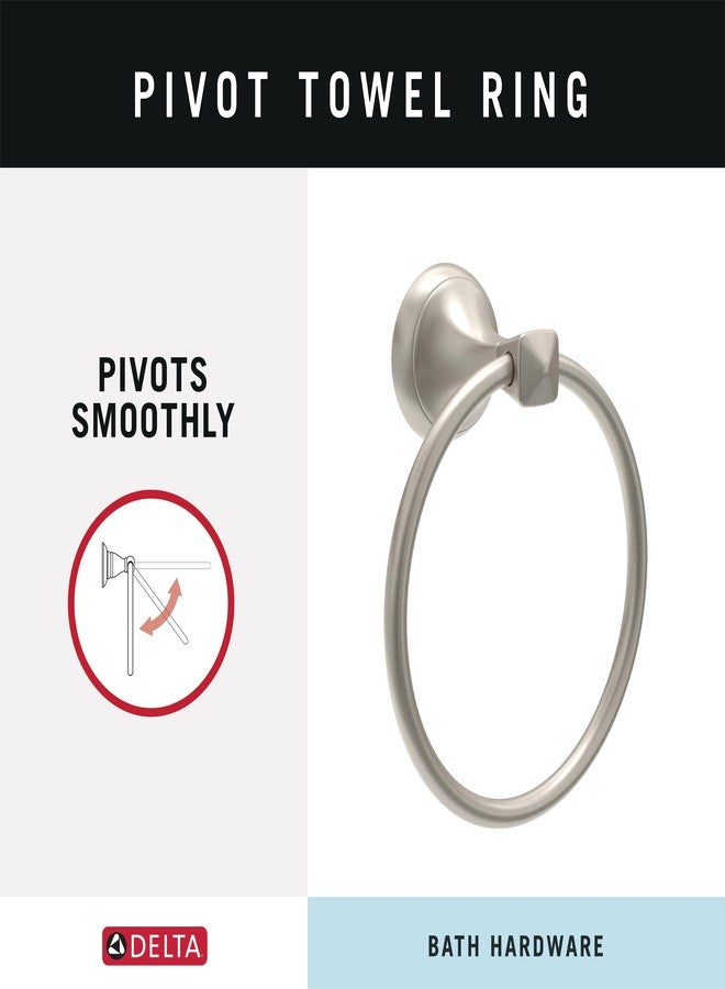 Delta Esato (1-Pack) Hand Towel Holder SpotShield Brushed Nickel Towel Racks for Bathroom Wall Round Towel Ring Holder for Bath Towel Hanger for Kitchen, Bathroom Accessories ESA46-DN - Image 3