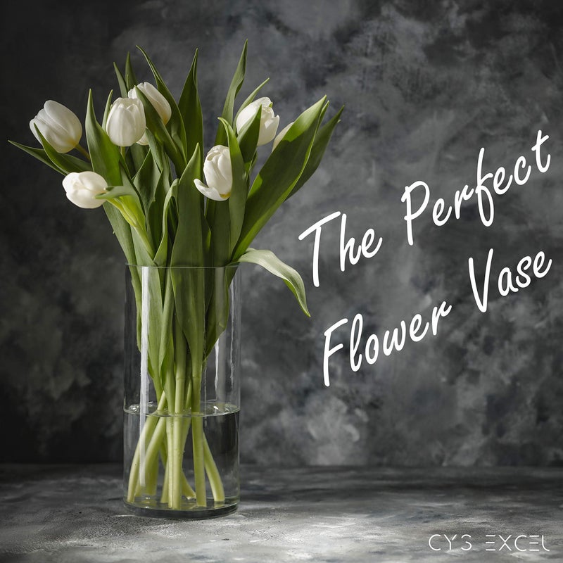 CYS Excel Clear Glass Cylinder Vase (H:9" D:4") Flower Vase Centerpieces Hurricane Floating Candle Holder - Image 4