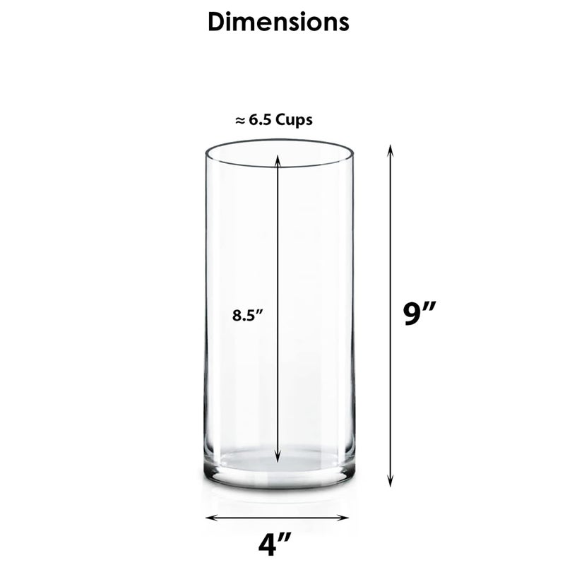 CYS Excel Clear Glass Cylinder Vase (H:9" D:4") Flower Vase Centerpieces Hurricane Floating Candle Holder - Image 2