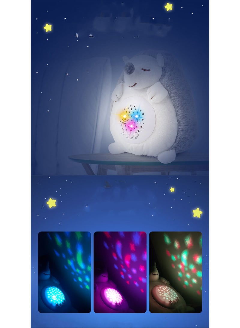 Children'S Cartoon Plush Starry Sky Fantasy Projection Lamp Baby Soothing Doll Sleep Creative Gift Toy (Hedgehog) - Image 3