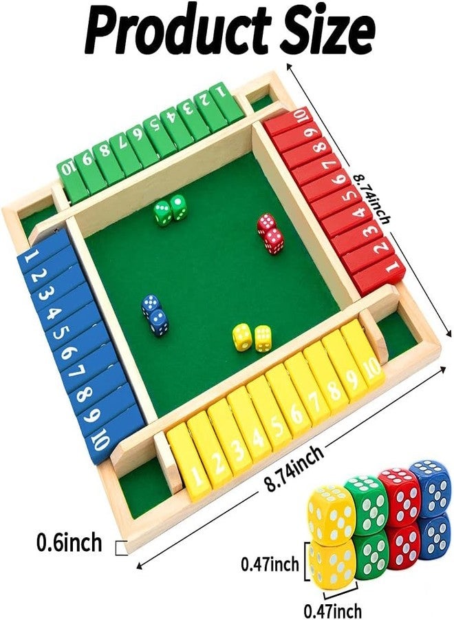 Qnik® Shut The Box Game, Stocking Stuffers, 2-4 Player Family Wooden Board Table Math Games, Board Games, Family Games, 8 Dices Tabletop Toys for School Supplies, Halloween, Christmas, Party Favors - Image 2