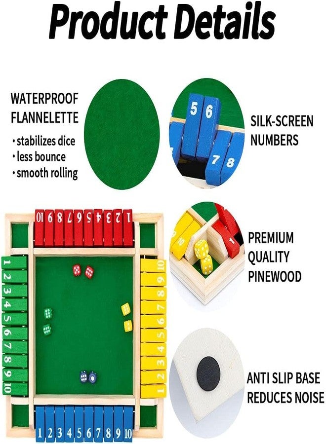 Qnik® Shut The Box Game, Stocking Stuffers, 2-4 Player Family Wooden Board Table Math Games, Board Games, Family Games, 8 Dices Tabletop Toys for School Supplies, Halloween, Christmas, Party Favors - Image 3