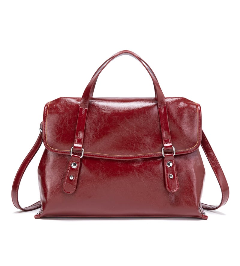 My Friday myfriday Chic PU Leather Work Tote Shoulder Bag for Women Casual Business Office Briefcase Handbag with Detachable Strap (Red) - Image 1