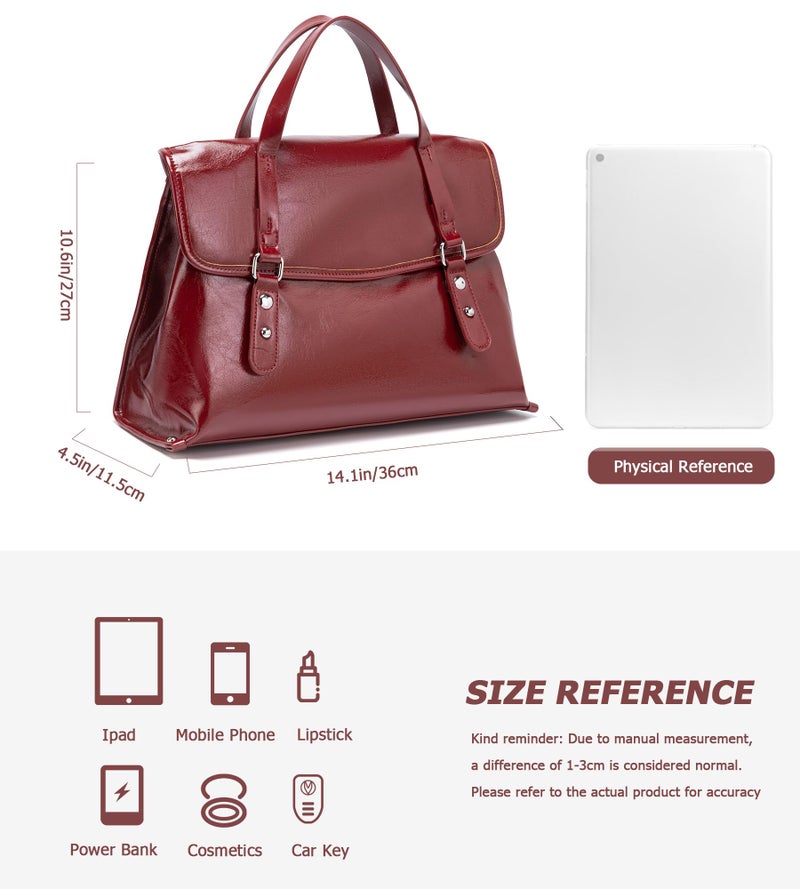 My Friday myfriday Chic PU Leather Work Tote Shoulder Bag for Women Casual Business Office Briefcase Handbag with Detachable Strap (Red) - Image 4