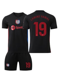 RedMapleTEK Children's 2-Piece Soccer Jersey Set, Barcelona Away Jersey #19, Shorts Set Black, Children's Youth Size, Soccer Jersey Gift Set  - Image 1