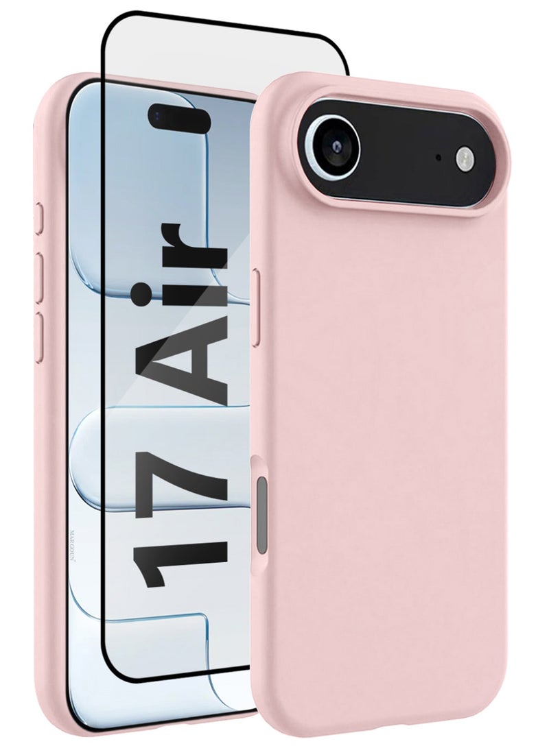 CATANES 2Packs Liquid Silicone Protective Phone Case for iPhone 17 Air , Soft Anti-Scratch Microfiber Lining Utra Slim Drop Protection Phone Cover with 3D Screen Protector - Sand Pink - Image 1