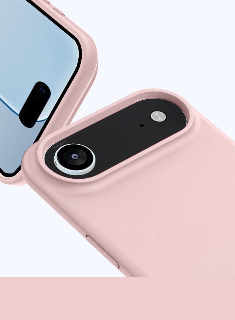 CATANES 2Packs Liquid Silicone Protective Phone Case for iPhone 17 Air , Soft Anti-Scratch Microfiber Lining Utra Slim Drop Protection Phone Cover with 3D Screen Protector - Sand Pink - Image 3