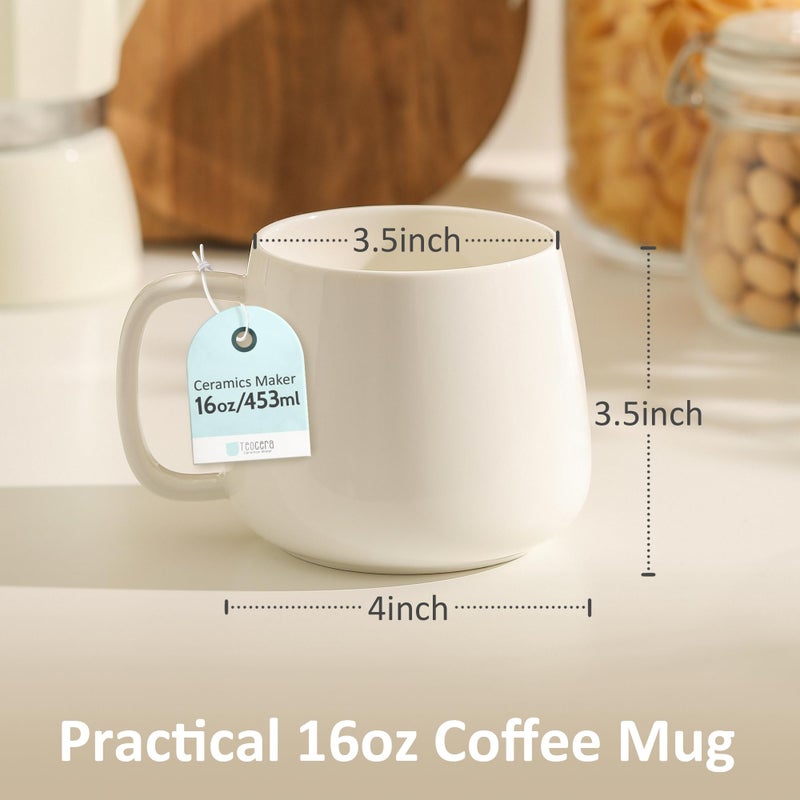 Teocera 16oz Ceramic Coffee Mugs Set of 4 â€“ Stackable Latte Cups, Microwave, Dishwasher & Oven Safe â€“ Ideal for Coffee, Cappuccino, Hot Chocolate, Housewarming Giftsï¼ŒWhite - Image 3