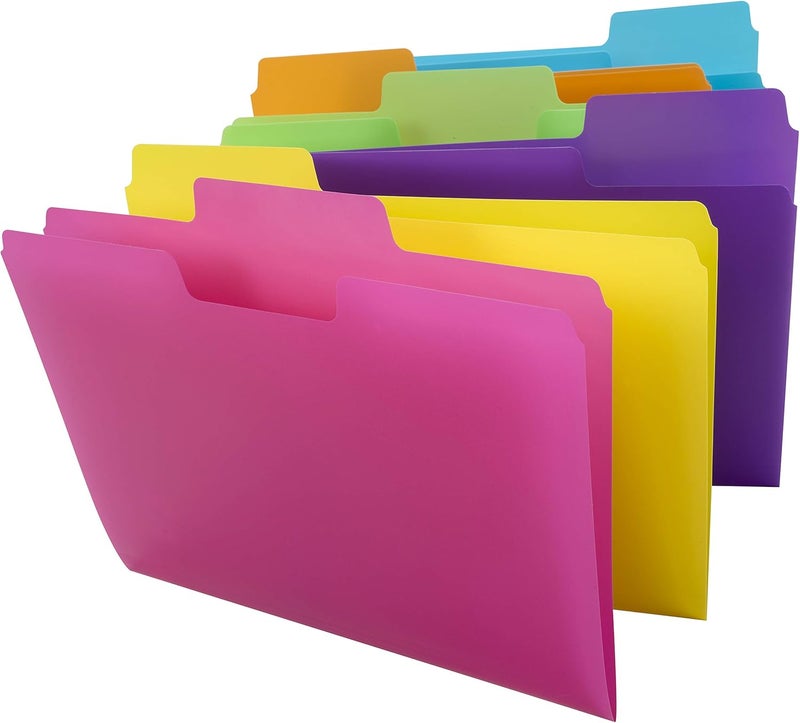 Smead SuperTab Poly Plastic File Folders for Documents Set of 18 Plastic Folders 13Cut Tabs File Folders Letter Size Assorted Bright Colors Office Supplies School Supplies 10515 - Image 3