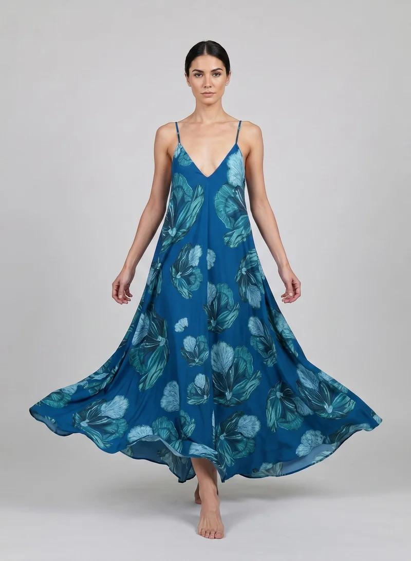 Janara Jones  Blue Floral Bomb Mariella Maxi Dress for Women | Best Price UAE