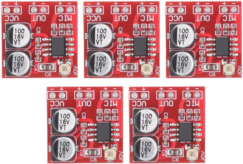 Tyenaza 5Pcs Adjustable Gain Audio Amplifier Module - LM386 Electret Microphone Amplifier Module - Mono Power AMP Module for DC4V-12V - Image 1