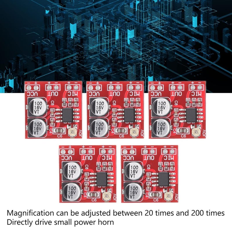 Tyenaza 5Pcs Adjustable Gain Audio Amplifier Module - LM386 Electret Microphone Amplifier Module - Mono Power AMP Module for DC4V-12V - Image 4