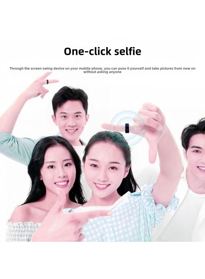 حلقة ذكية للفيديو القصير، تكنولوجيا سوداء، جهاز تحكم عن بعد للصور والفيديو، نغمة اهتزاز، مديح رجل كسول، قطعة أثرية، جهاز تحكم عن بعد بلوتوث، أسود اللون: أسود 21# - Image 5