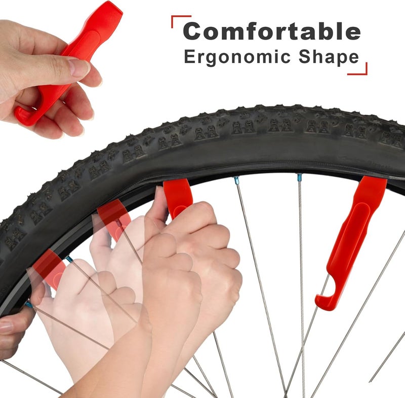 Jeffdad Tyre Lever Bicycle, Pack of 3, Red, Ultra Strong Tyre Lever, Bicycle, MTB Bicycle Repair Kit, Strong Durable Tyre Removal Tool for Road Bike, Mountain Bike Tyres - Image 4