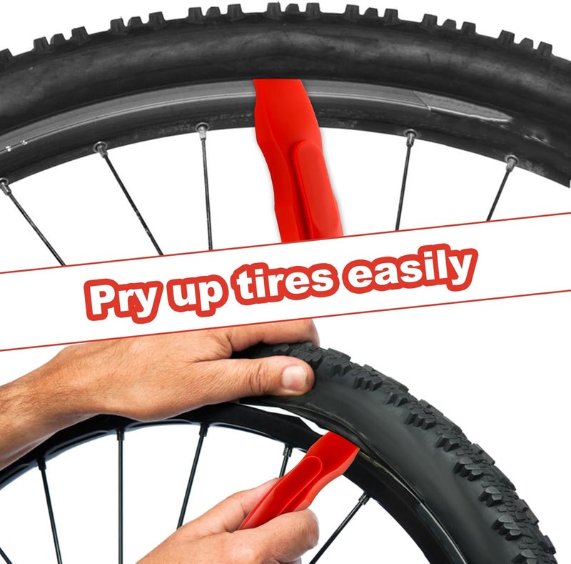Jeffdad Tyre Lever Bicycle, Pack of 3, Red, Ultra Strong Tyre Lever, Bicycle, MTB Bicycle Repair Kit, Strong Durable Tyre Removal Tool for Road Bike, Mountain Bike Tyres - Image 2