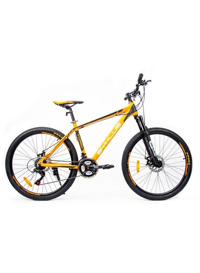 Zyklus Turbo 36 Mountain Bike 26 Inch Orange | 21-Speed Shimano Gear Bicycle with Hydraulic Lockout Suspension Fork, Aluminum Alloy Frame, Tektro Disc Brakes, Kenda Tires, Hardtail MTB for Men & Women, Fitness, Commuting & Outdoor Riding - Image 1