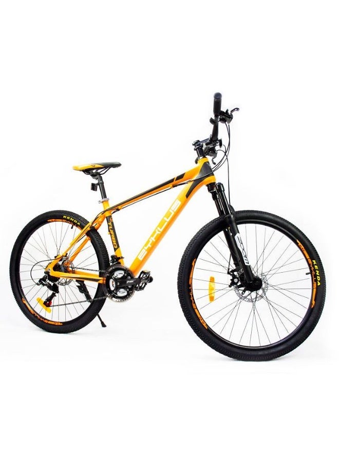 Zyklus Turbo 36 Mountain Bike 26 Inch Orange | 21-Speed Shimano Gear Bicycle with Hydraulic Lockout Suspension Fork, Aluminum Alloy Frame, Tektro Disc Brakes, Kenda Tires, Hardtail MTB for Men & Women, Fitness, Commuting & Outdoor Riding - Image 4