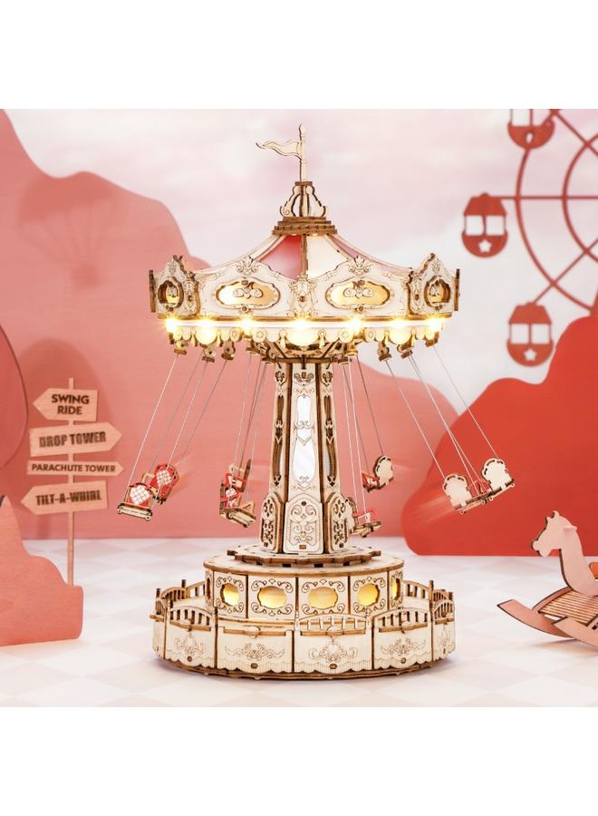 الأزرق جي دبليو نموذج النقل الميكانيكي Ruo Ruo Ke خشبي تجميع يدوي وتجميع الألغاز ثلاثية الأبعاد هدية إبداعية - Image 1