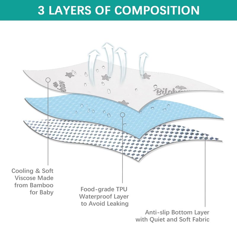 Biloban غطاء واقي مرتبة باك آند بلاي بسحاب متوافق مع غراكو باك إن بلاي دريم أون مي بامو بيبي بلايارد مرتبة حتى 15 بوصة مقاوم للماء مصنوع من الفيسكوز من البامبو - Image 4