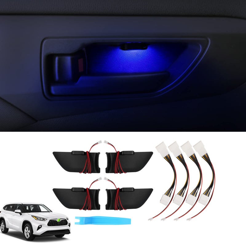 Powerty Compatible with LED Light 20202025 2026 Toyota Highlander Accessories Inner Door Handle Bowl Mood Lighting Decorative Interior Lamp 4PCS Blue