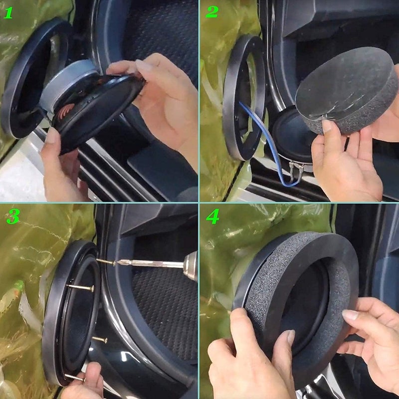 RDBS 6" 6.5" 6.75" Car Speaker Foam Rings Universal Self Adhesive Speaker Fast Rings Sponge Bass Blocker Kit Waterproof High Rebound EVA Foam Speaker Enhancer Baffle - Image 5