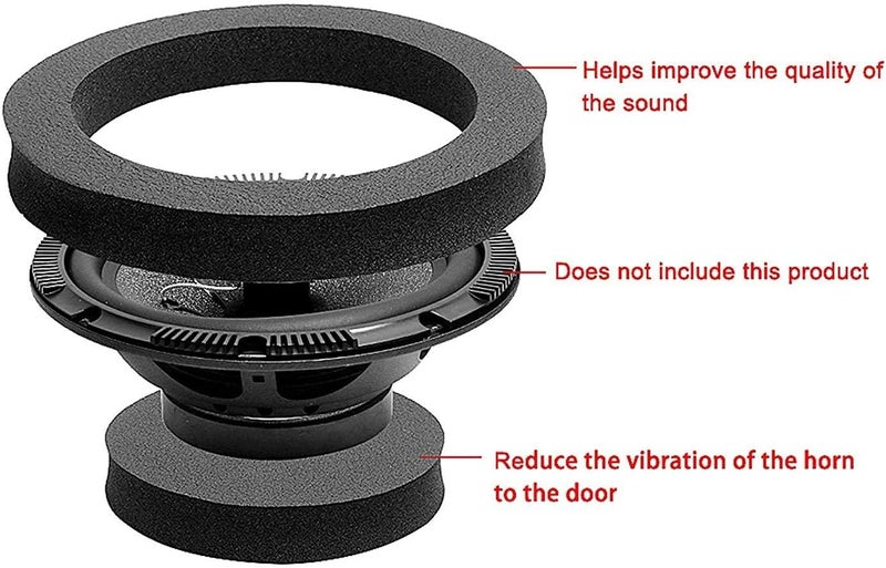 RDBS 6" 6.5" 6.75" Car Speaker Foam Rings Universal Self Adhesive Speaker Fast Rings Sponge Bass Blocker Kit Waterproof High Rebound EVA Foam Speaker Enhancer Baffle - Image 2