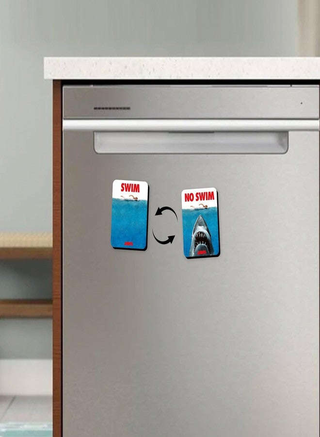 جاماجو مغناطيس غسالة الصحون من جاماجو بتصميم سمكة قرش - مغناطيس مزدوج الجوانب للدلالة على النظافة والاتساخ - منتجات ومقتنيات مرخصة رسميًا من فيلم الفك المفترس - Image 5