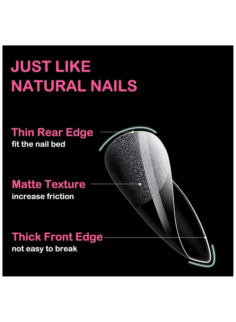 KHAJUL 550Pcs Medium Almond Nail Tips, Soft Gel Full Cover Clear, 11 Sizes for Nail Technicians, Beginners and Art Salons - Image 3
