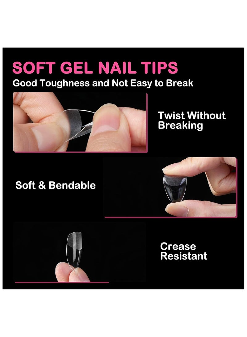 KHAJUL 550Pcs Medium Almond Nail Tips, Soft Gel Full Cover Clear, 11 Sizes for Nail Technicians, Beginners and Art Salons - Image 5