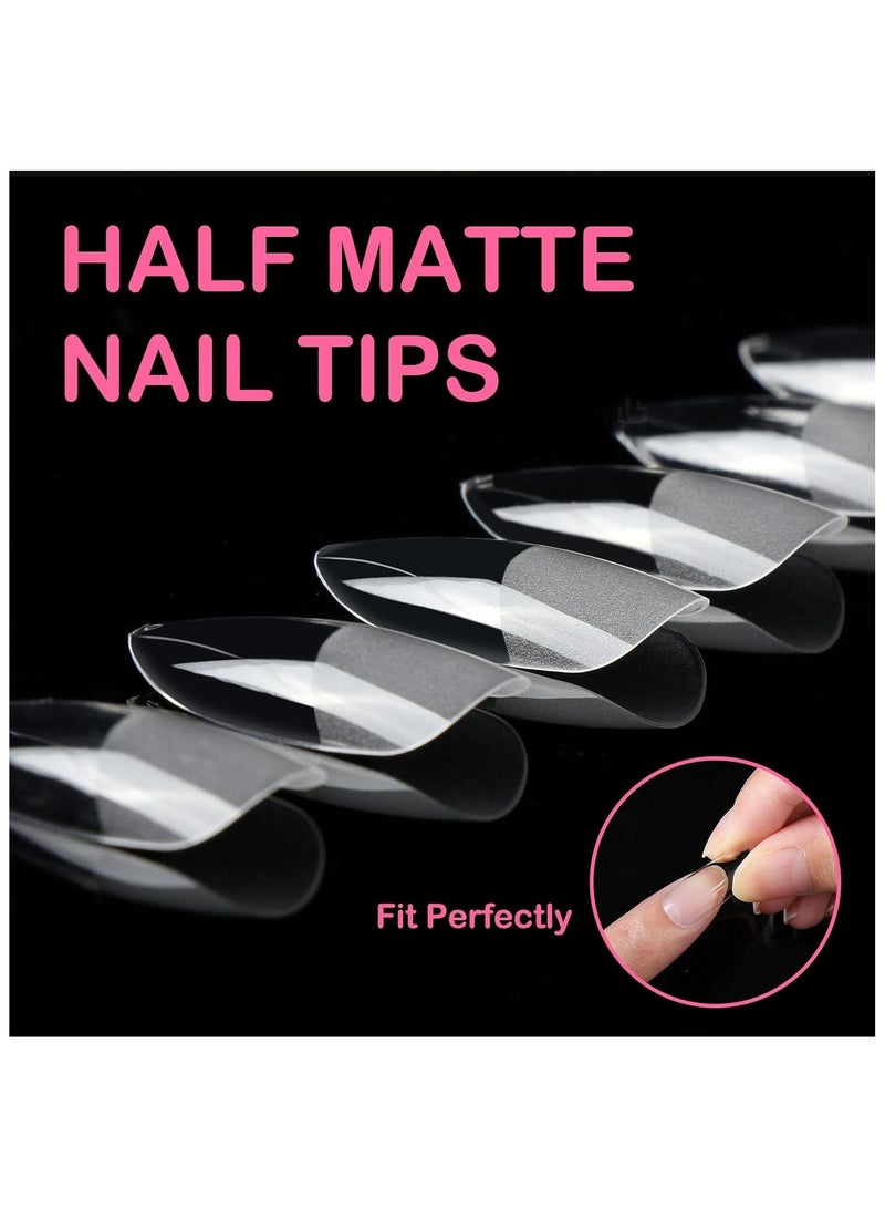 KHAJUL 550Pcs Medium Almond Nail Tips, Soft Gel Full Cover Clear, 11 Sizes for Nail Technicians, Beginners and Art Salons - Image 4